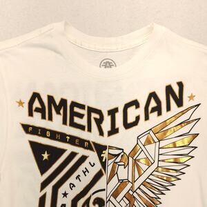 American Fighter Casual Short Sleeve Graphic Crew Neck Shirt Mens Size XS White